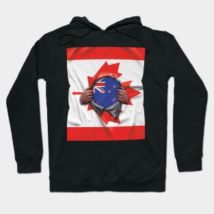 New Zealand Flag Canadian Flag Ripped - Gift for New Zealander From New Zealand Hoodie